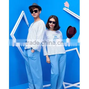 Custom Multi-styles Comfortable Lover Sleepwear Printed Casual Couple Pajamas thumbnail-3