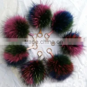 Myfur Wholesale Real Raccoon Fur Pom Pom Bag Keychain for Fashion Women thumbnail-1