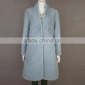 Myfur Light Blue Genuine Sheep Shearing Fur Overcoat Women Winter Coat thumbnail-1
