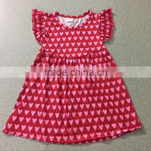 Lovely Baby Girl Short Dress Heart Printed Sleeveless Ruffle Dress Boutique Hot Selling thumbnail-1