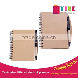 Hardcover Spiral Binding Planner With Pen Holder Kraft Cover Notebook Custom thumbnail-1