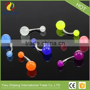 7 Colors Nightlight Stainless Steel Body Piercing of the Double Acrylic Ball Belly Button thumbnail-2