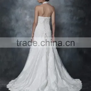 Sheath Halter Neck Lace-Up Taffeta Wedding Dress AS29602 thumbnail-3