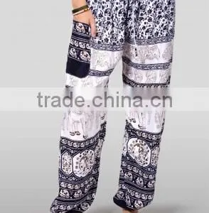 New Harem Pants Bohemian Gypsy Hippies Boho Animal Elephant Peacock Camel Thai Palazzo Pants Rayon Batik Ethnic Trouser Gypsian thumbnail-6