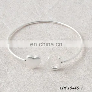 Heart & U Stacking Open Bangle Cuff Bracelate thumbnail-3