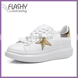 Wholesale Women High Heel Sneakers Lady Lace up Casual Shoes thumbnail-1