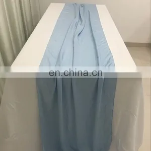 TR041#96 Blue Crepe de Chine Custom Table Runners for Christmas thumbnail-6