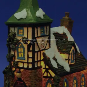 X'mas Church With 10L Play Snowman Polyresin Christmas House Decoration thumbnail-5