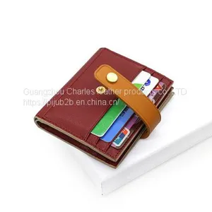 Custom Goatskin Buckle Ladies Purse Card Bag Hit Color Multi-card Leather Small Wallet thumbnail-4