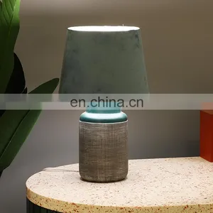 Wholesale Cheap Modern Matte Dark Green Ceramic Bedside Lamp for Home Decor thumbnail-6