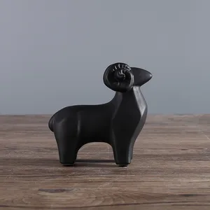 Black And White Sheep Animol Matte Hand Made Ceramic Decoration For Home Hotel Table thumbnail-4