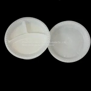 Wholesales 10 Inch 3-Compostable Round PP Plastic Plates Disposable Dinner White Party Dish thumbnail-5