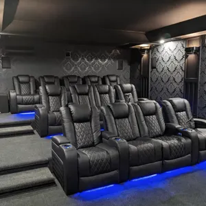 High-end Home Theater Sofa Audio Studio All Leather Sofa Home Movie Hall Electric Multi-function Sofa Combination thumbnail-1
