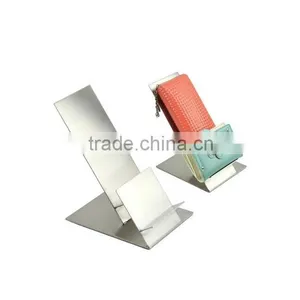 Metal Wallet Display Stand Purse Holder Matt Silver Stainless Steel Wallet Rack RWA003 thumbnail-1