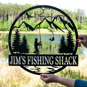 Metal Fisherman Outdoor Metal Sign Custom Fishing Metal Sign Fisherman Gift thumbnail-1