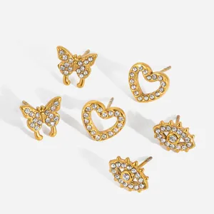 Classic Clover Charm Stud Earrings in Stainless Steel With Four-Leaf Design thumbnail-2