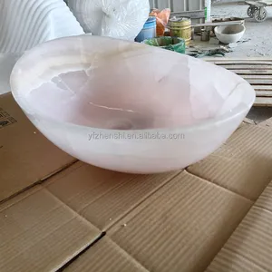 Natural Pink Onyx Marble Irregular Countertop Hand Wash Sink Factory Direct Custom Size for Hotel Villa Bathroom High-End Decor thumbnail-3