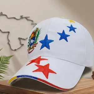 Customized Venezuela National Pride Merch Coat of Arms Star Embroidery Sandwich Visor 6 Panel Baseball Cap Manufacturer thumbnail-3