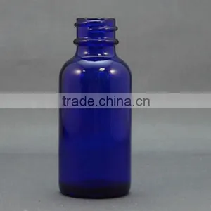 1 oz Blue Glass Boston Bottle, 30ml Blue Boston Round Glass Bottle thumbnail-1