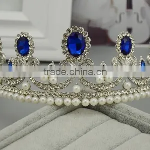 Fashion Crystal Wedding Bride Big Crowns Wholesale Delicate Pearl Crown thumbnail-1
