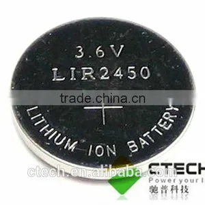 li Ion 2450 Litthium Button Cell With Solder Tabs Lir2450 3.6v Lithium Ion Button Cell Battery thumbnail-1