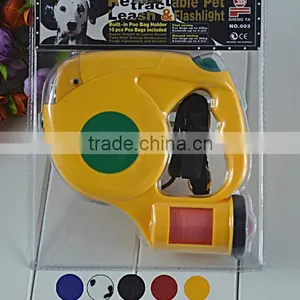 New 2016 Pet Traction Comes Empty Garbage Bags Triple Automatic Retractable Dog Leash With LED Light Pet Traction 4 Colored 4.5m thumbnail-3