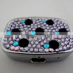 2016 Rhinestone Compact Mirror Bling Pill Box Zebra Design Wholesale thumbnail-2