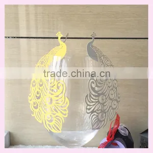 Assorted Colors Wedding Party Decoration Butterfly Shape Wine Glass Cup Card Luxury Phoenix Design thumbnail-2