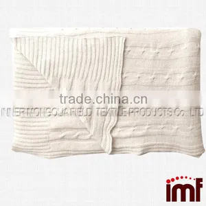 Classic Cable Knit Warm & Soft Certified Cashmere Throw Blanket thumbnail-3