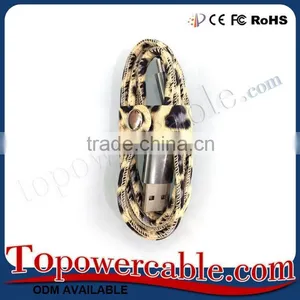 Factory Directly Sell Cheap Leopard Pattern Leather Micro Usb Cable Wires thumbnail-2