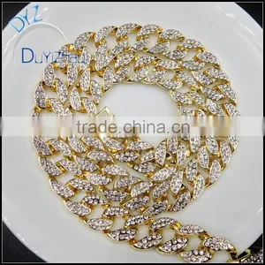 Hip Hop Gold Cuban Chains, Diamond Men's Cuban Chain Necklace Quality Choice thumbnail-1