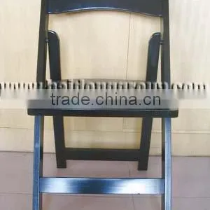 WOOD PADED FOLDING CHAIR W/VINYL CUSHION thumbnail-1