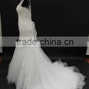 Best Selling Wedding Gown Sexy Low Back Lace up Back Sleeveless Mermaid Wedding Dress thumbnail-4