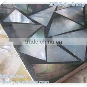 Triangle Black/gray Mother of Pearl Seashell Mosaic With Black Resin Wall Tile thumbnail-1