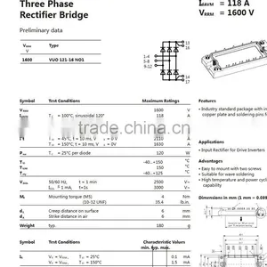 Quality Guarantee Three Phase Bridge Rectifier Module MVUO121-16NO1 thumbnail-3
