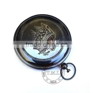 ANTIQUE DALVEY COMPASS 3" - PUSH BUTTON POCKET COMPASS - NAUTICAL BRASS ANTIQUE COMPASS thumbnail-5