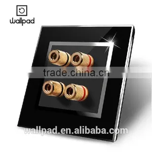 2015 Factory Supplier Wallpad Black Waterproof Acrylic Glass 110~250V EU 4 Pole Audio Wall Socket Jack thumbnail-3