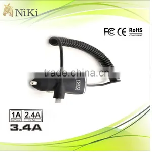 Brand New Best Quality DC 5V 3.4A Car Charger With Cord / Cable thumbnail-1