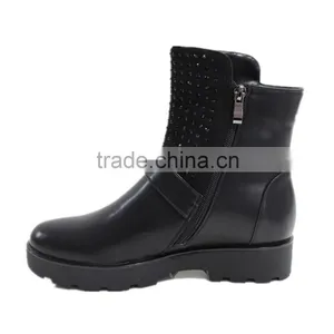 Black Quality PU Italian Winter Leather Boots Women thumbnail-3