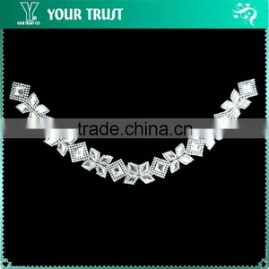 Fashion Ribbon Lady Crystal Jewelry Rhinestone Bead Necklace thumbnail-3