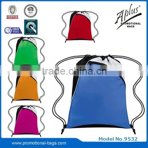 Promotional Drawstring Bag Custom With One Front Zipper Pocket thumbnail-1