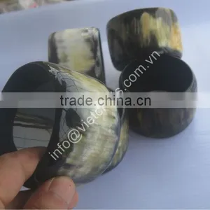 Water Buffalo Horn Bangle, Horn Cuff, Horn Bracelet. Black With Vein Color, Rounded Edge thumbnail-1