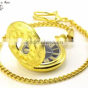 Fashion Retro Roman Gold Necklace Watch Pocket Watch Gold Plated thumbnail-3