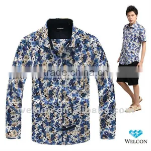 Italian Style Long Sleeve Latest Brand Design Slim Fit Floral Pattern Casual Fancy Fashion 100% Cotton Printing Men Satin Shirt thumbnail-1