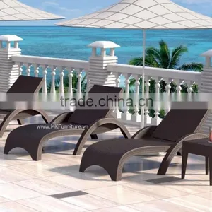 Wicker Sunbed Rattan Furniture- Synthetic Rattan Sun Lounger thumbnail-1