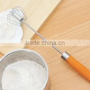 Stainless Steel Miracle Whisk Tools With Rubber Hand Rotating Egg Whisk Egg Beater thumbnail-1