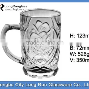 LongRun 12oz Charming Carved Fancy Drinking Tableware Glass Water Glass Cup thumbnail-1