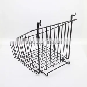 Fixture Displays Black 12" x 12" Metal Gridwall Slatwall Basket w/ Hooks thumbnail-4