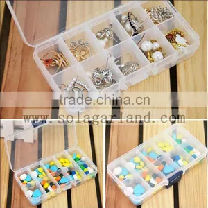 2.3*7.2*13.2CM Plastic 10 Slots Adjustable Jewelry Clear Storage Box Case Organizer Container thumbnail-1