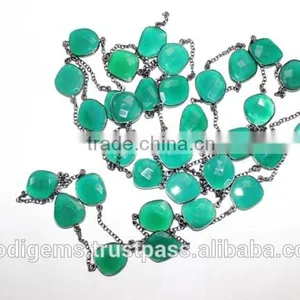 Green Onyx Fancy Bezel Beads Chain Garland thumbnail-4